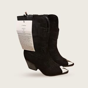 The Drop Black Heeled Western Boots